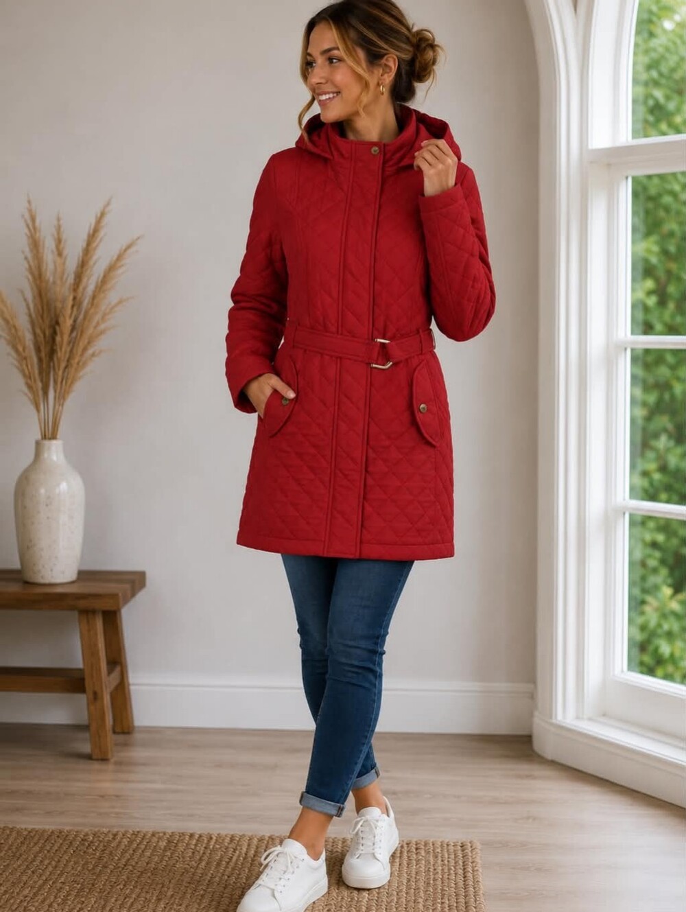 Tommy Hilfiger Red Hooded Puffer Coat
